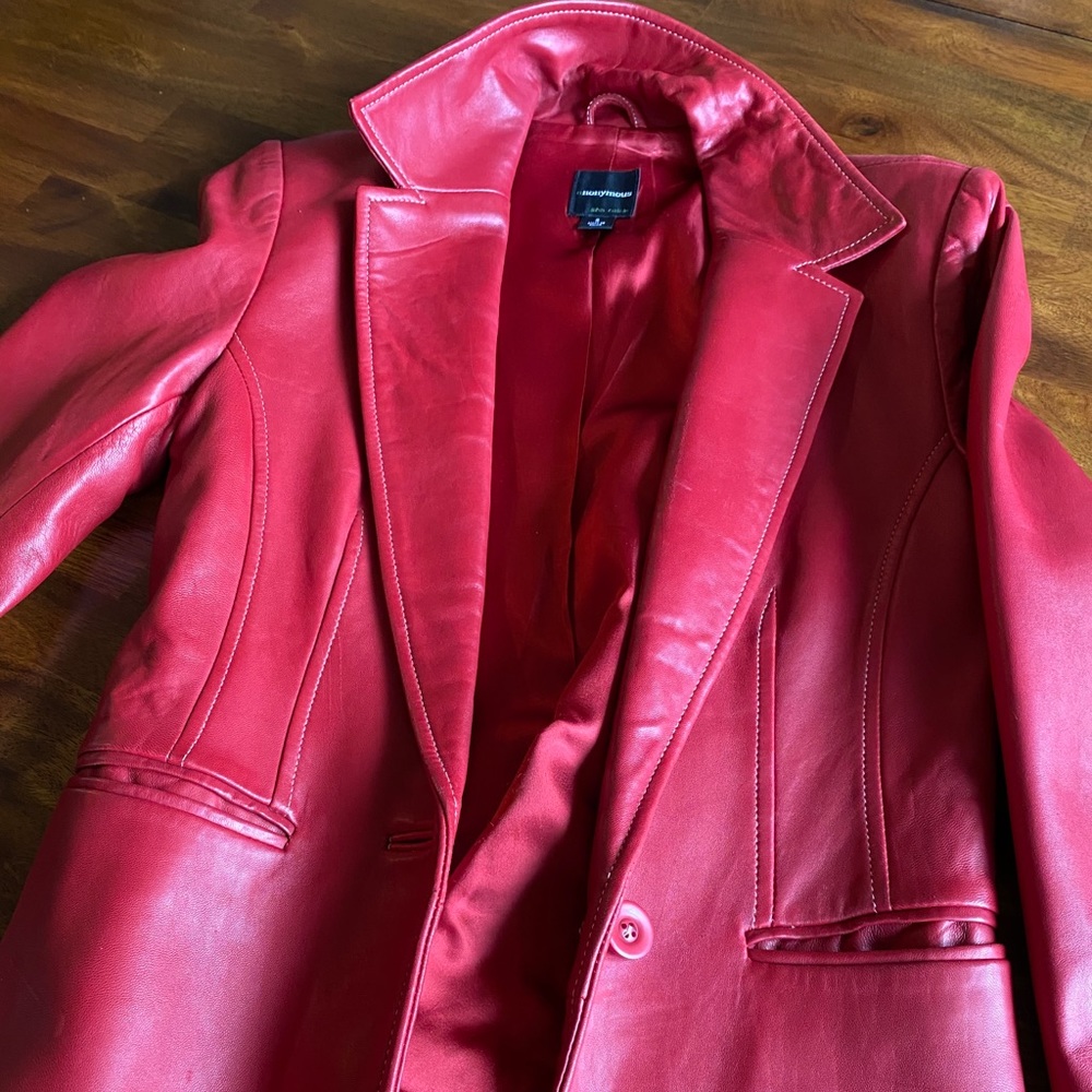 Red Leather Blazer Jacket (women’s size small)
